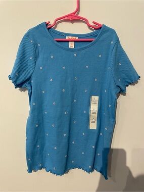 Cat & Jack Girls short sleeve shirt size L(10-12) Blue Floral NWT